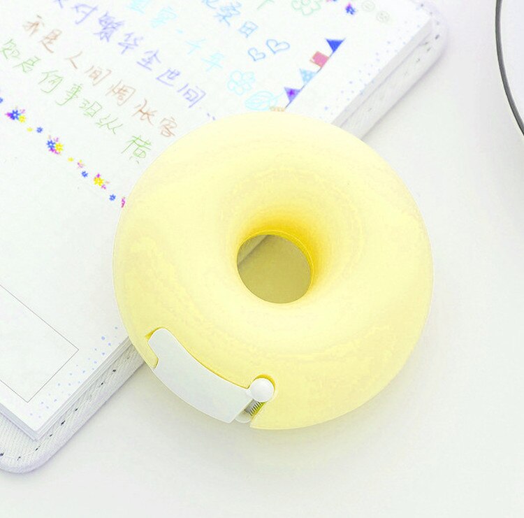 Stationery Cute handwork tape Dispenser Candy Love Heart sweet Shape Tape cutter Invisible with a tape office School Supplies: Sweet ring Yellow