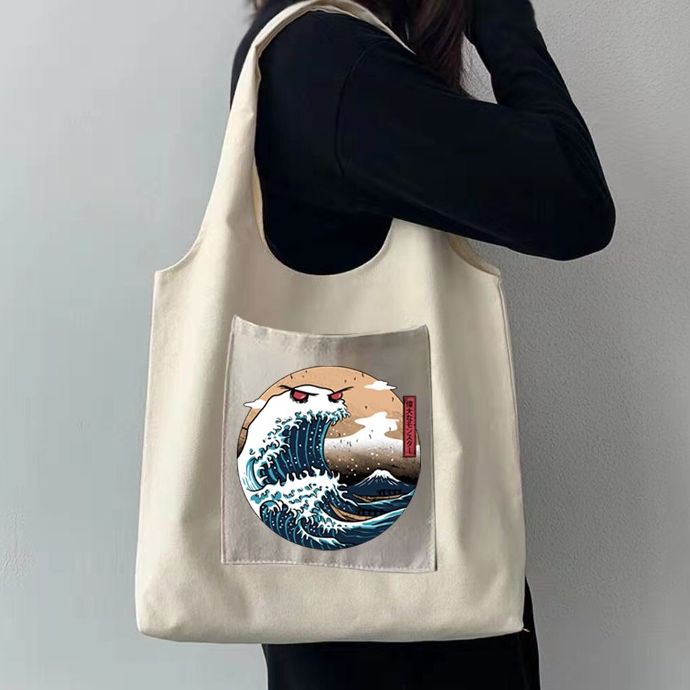 Mode Canvas Vest Tas Dames Wave Print Opvouwbare Reizen Diversen Opbergtas Wasbaar Draagbare Crossbody Schoudertassen: Style 10