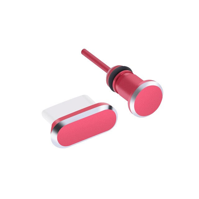 Universal usb c aluminium dammplugg set för samsung  s10 plus  s9 s8 note c laddningsportar och 3.5mm hörlursuttag antidammplugg: Röd