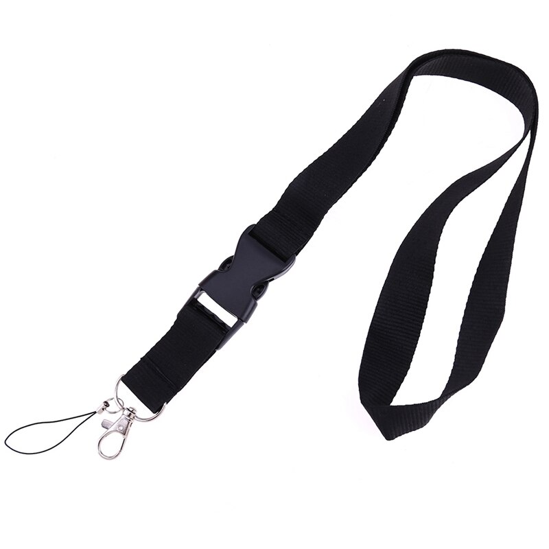 Colorful Black Blank Plain Key Lanyard Badge ID Holders Phone Neck Straps Hanging Rope Keychains Lanyard Rope: BK