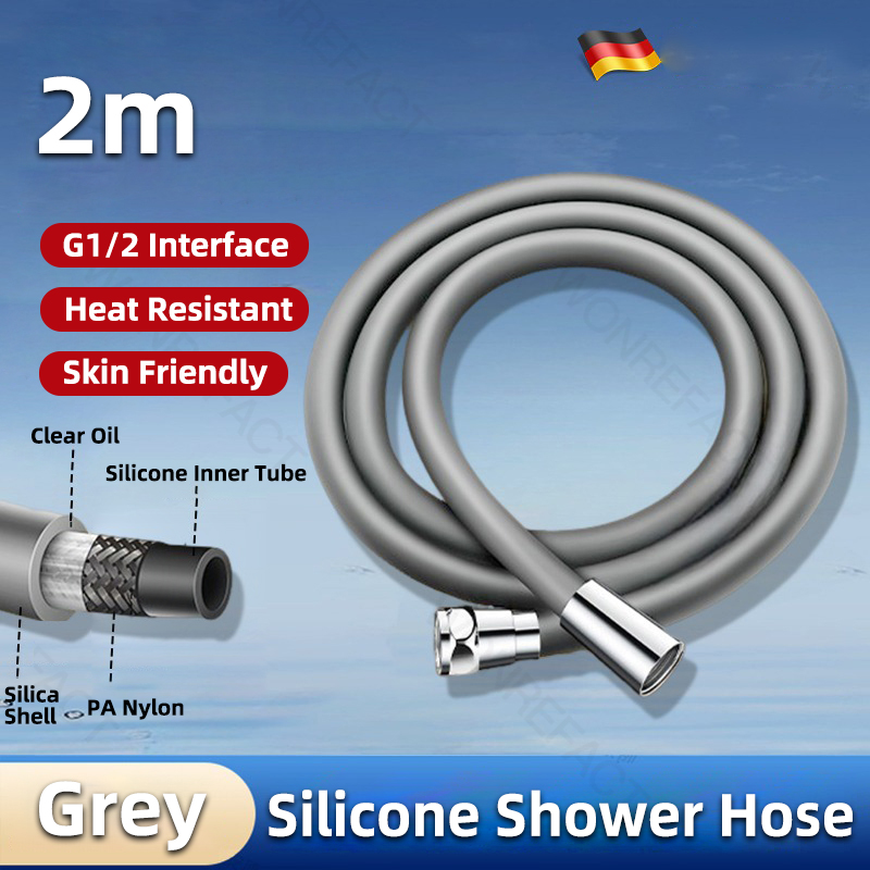 Extension de tuyau de douche Flexible Extra longue en Silicone, avec raccords en laiton, remplacement de Tube de douche, tuyau haute pression de 1.5m/ 2m: Violet