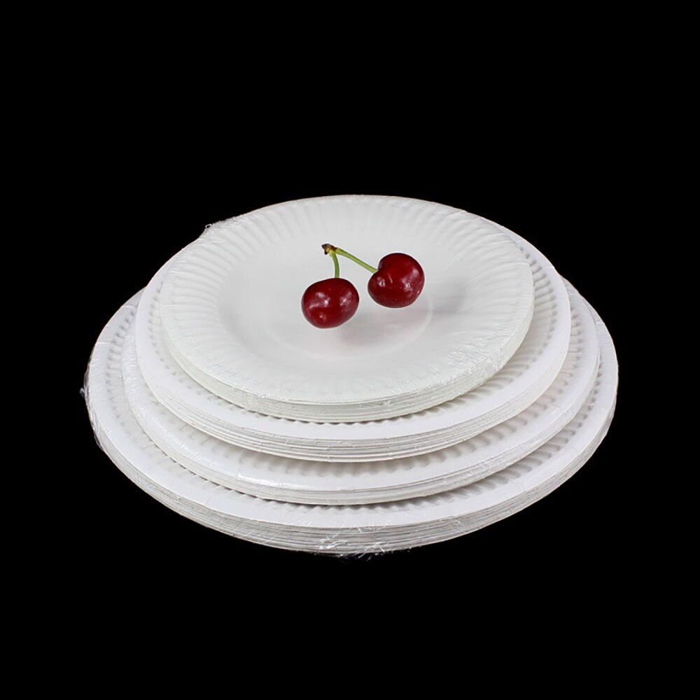 100PCS Disposable Plate 100% Compostable White Paper Plate Round Cake Plate for Party/Camping