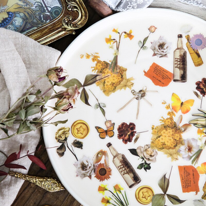 40pcs Flowers Collection Cute Japanese Stickers Pack Kawaii Cartoon Sticker Set For Planner Journals Diary Scrapbooks