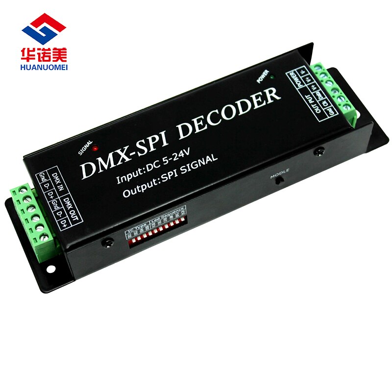 Led Dmx Spi Decoder, DMX200 Dmx Spi Decoder; Led Spi Dmx Led Dimmer; DC5 ~ 24V,Output:3 Kanalen, Out Vermogen: 480W; Output: Spi Signaal