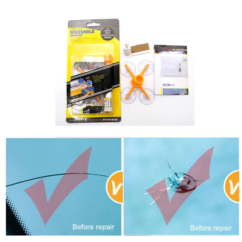 Car Windshield Repair Tool DIY Window Repair Tools Windscreen Glass Scratch Crack Restore Window Screen resin+blade+strips