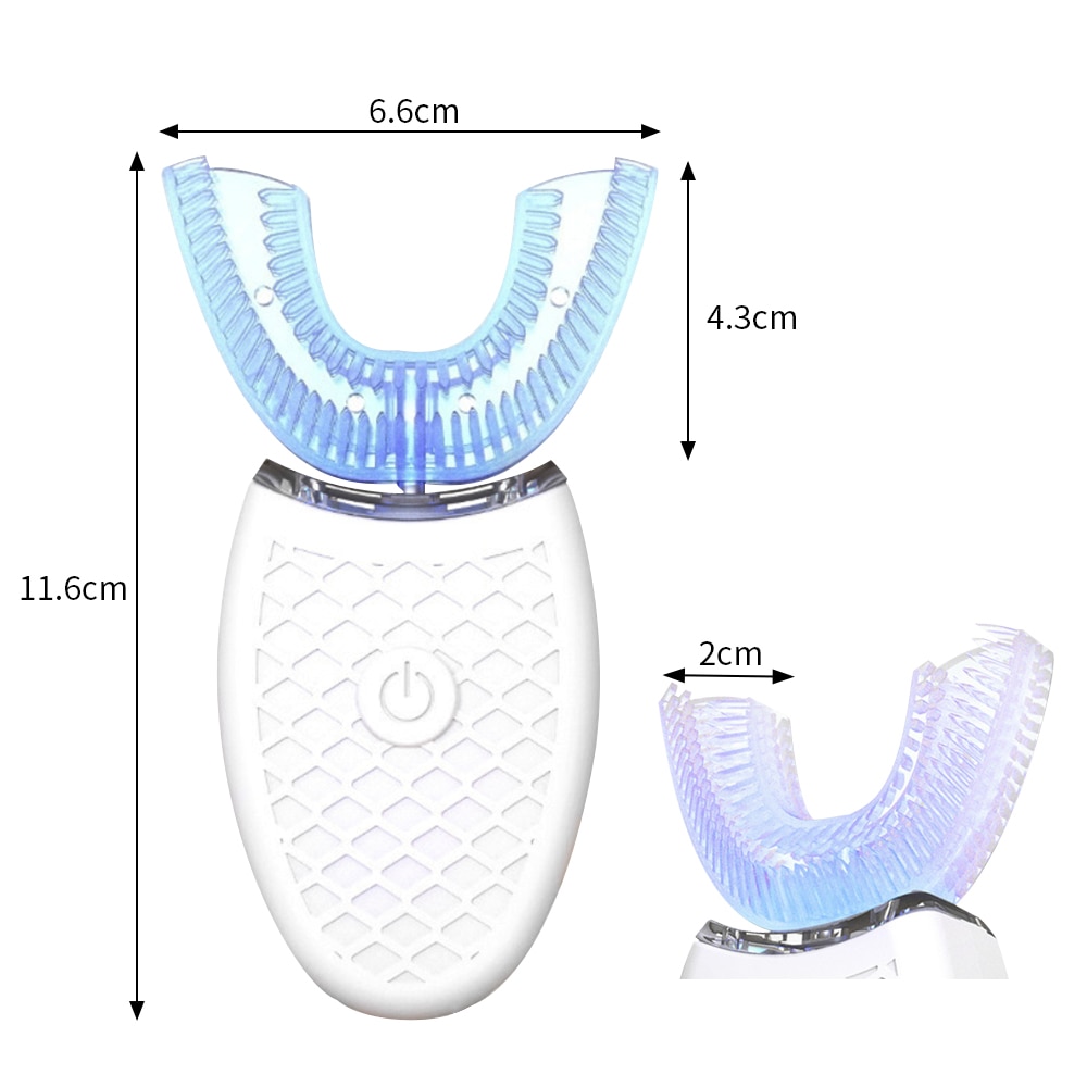 360 Graden Sonic Elektrische Tandenborstel Automatische Siliconen Tandenborstel Usb Oplaadbare Tanden Cleaner Blauw Licht Whitening Tand