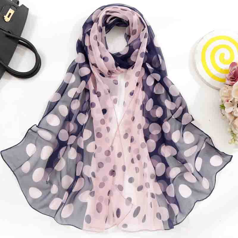 Spring Summer Autumn Women's Thin Silk Scarves Simulation Silk Wild Georgette Gradient Sunscreen Printing Multicolor Scarf A51: Purple pink