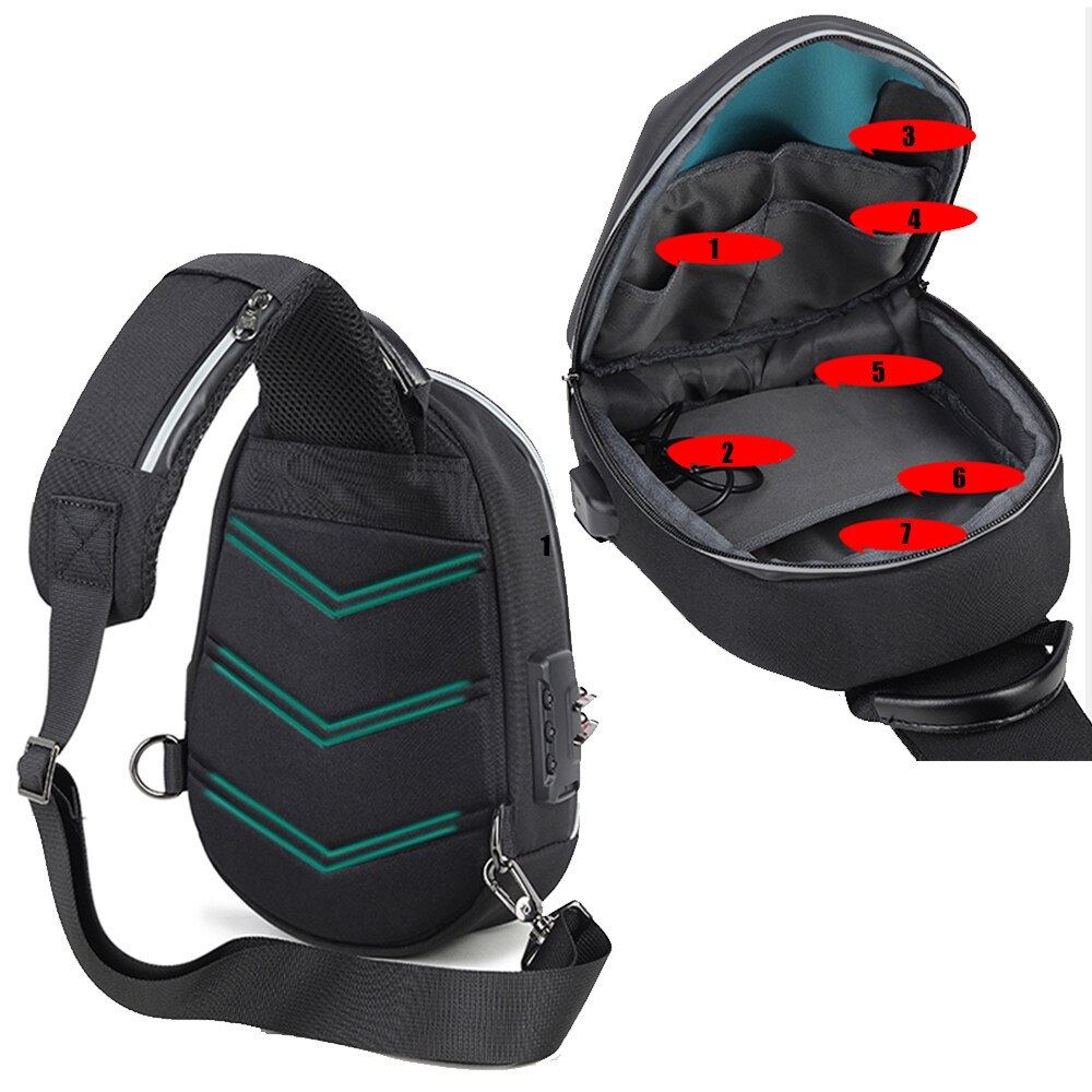 Multifunction shoulder bag for men Waterproof Short Trip Chest Bag Anti Theft Men Crossbody Bags Oxford USB Charging