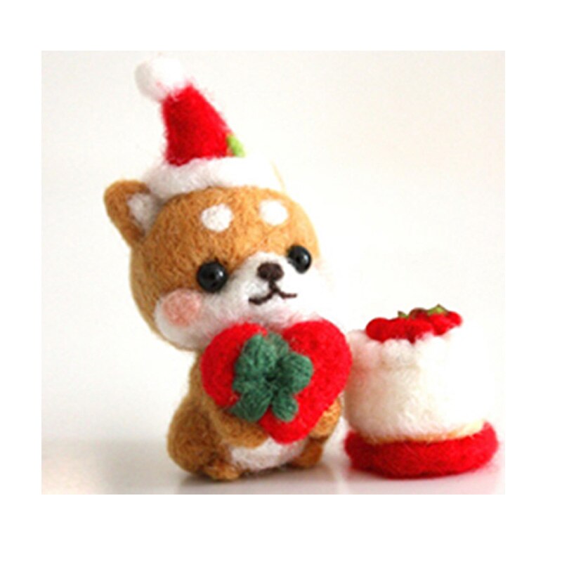 1 set wool for Felt DIY Package Hamsters, cats, dogs, Christmas , stamps needle felting, Shiba Inu Set animals: Clear