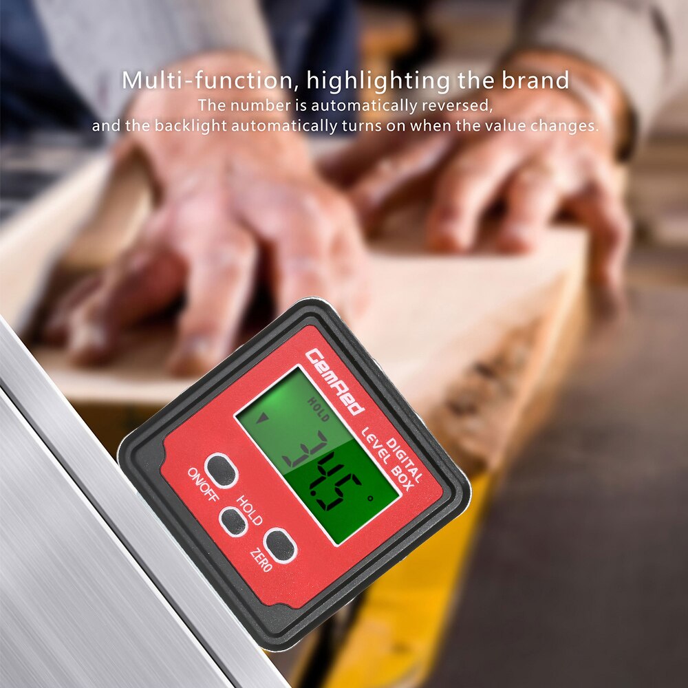 GemRed Level Box Angle Gauge Measuring Tool Digital Angle Finder Inclinometer Level Gauge Magnetic Base