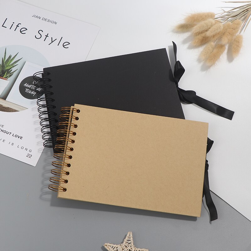 Album Photo pour enfants, 60 Pages noires, Scrapbooking, souvenirs, A4, papier artisanal, 12 feutres marqueurs, d&#39;anniversaire, mariage, bricolage