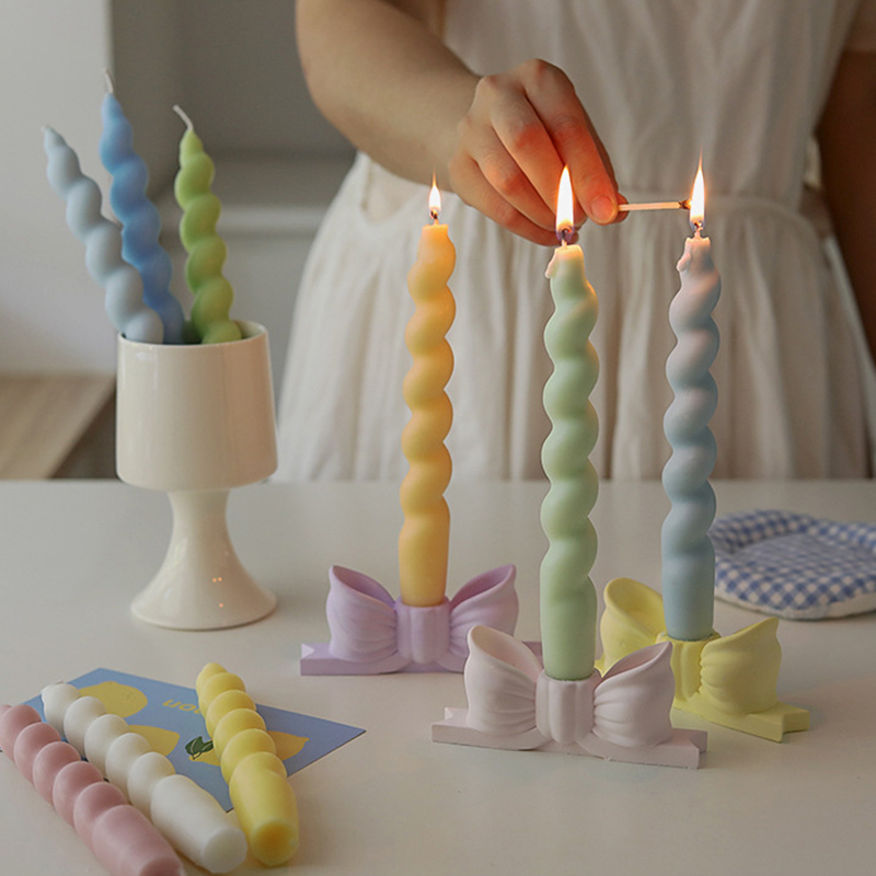 Candelabro con lazo, moldes de cemento y hormigón, portavelas para boda, Día de San Valentín, molde de yeso, artesanal, Molde de resina Epoxy