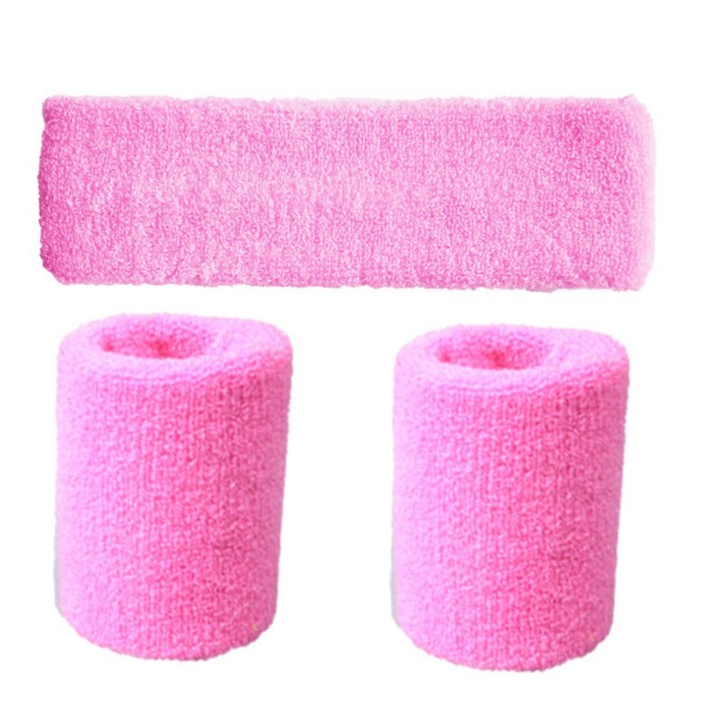 3 pz/set Bande di Sport Cinturino Da Polso Fascia Braccialetti Testa da polso di Sicurezza Supporto Sweatbands per Basket Pallavolo Corsa e Jogging PALESTRA: Colore rosa