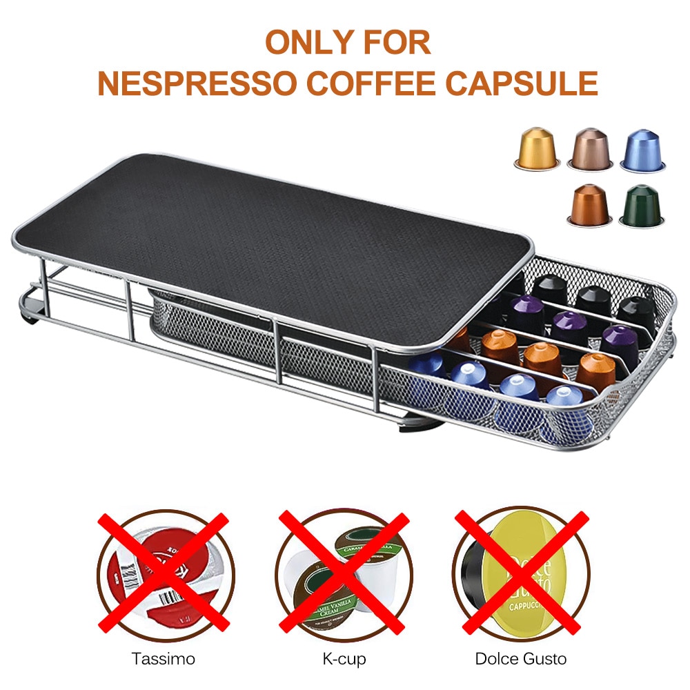 Edelstahl 40 Tassen Nespresso Kaffee Kapseln Hülsen Halfter Lagerung Stehen Gestell Schubladen Kaffee Kapseln verwöhnen Organisation