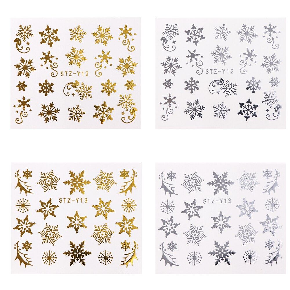 1 st guld silver jul nagelkonst klistermärken vinter snö blomma skjutreglage vatten dekaler för naglar manikyr verktyg lastz-ya -2