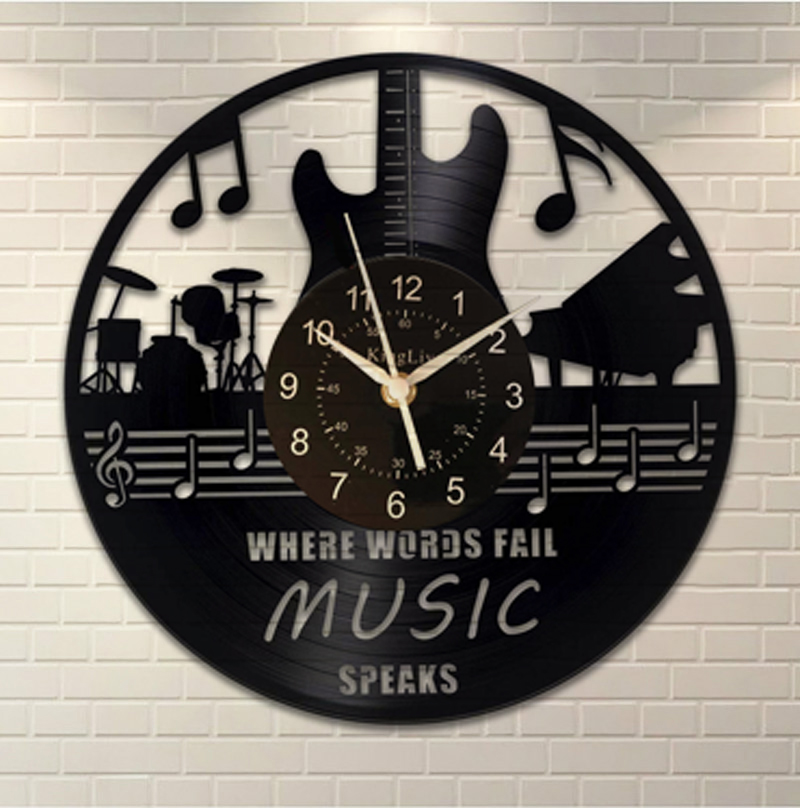 Musical Led Vinyl Wall Clock 12 Inch Quartz Antique Style Large Decorative Decorate your bedroom living room