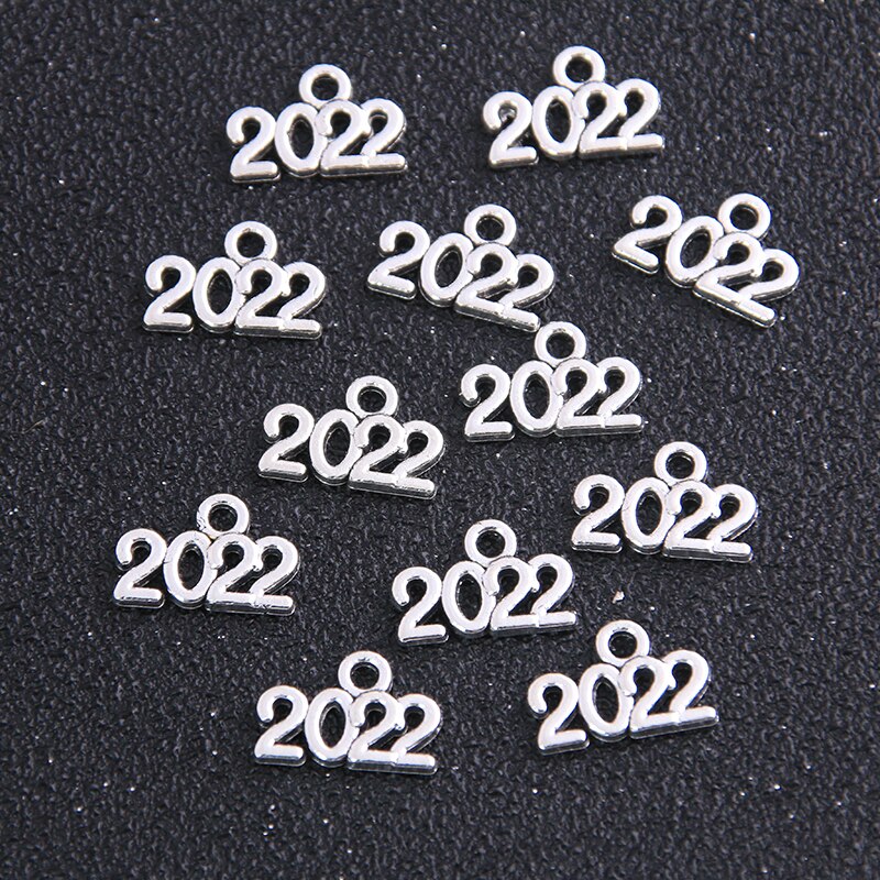 40 Uds. Colgantes de letras 2022, 10x14mm, colgantes de Color dorado, fabricación de joyas antiguas, artesanal hecho a mano: 2022