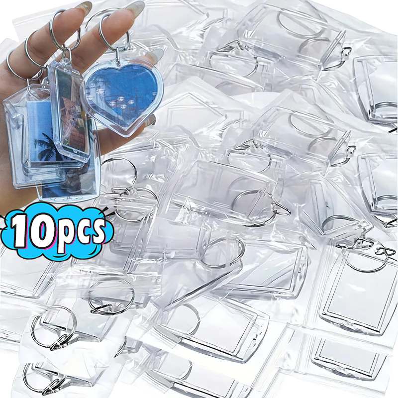 Klarer Acryl-Fotorahmen-Schlüsselanhänger, Foto-Einsatz, Schlüsselanhänger, blanko, rechteckig, DIY-Schlüsselanhänger, Bilderrahmen-Schlüsselanhänger mit geteiltem Ring