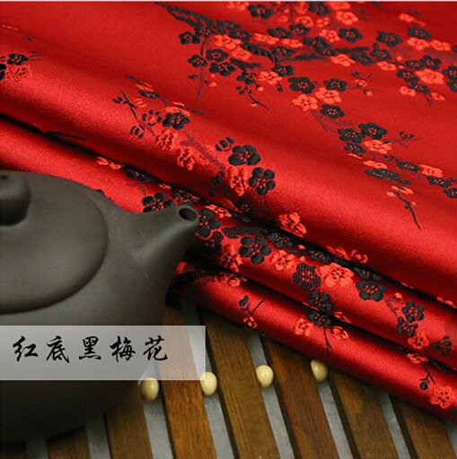 Tela floral de ciruela roja imitación de seda tejido Damasco brocado de Jacquard mobiliario para tapizar costura retazos de tela de tejido 75*50cm: B