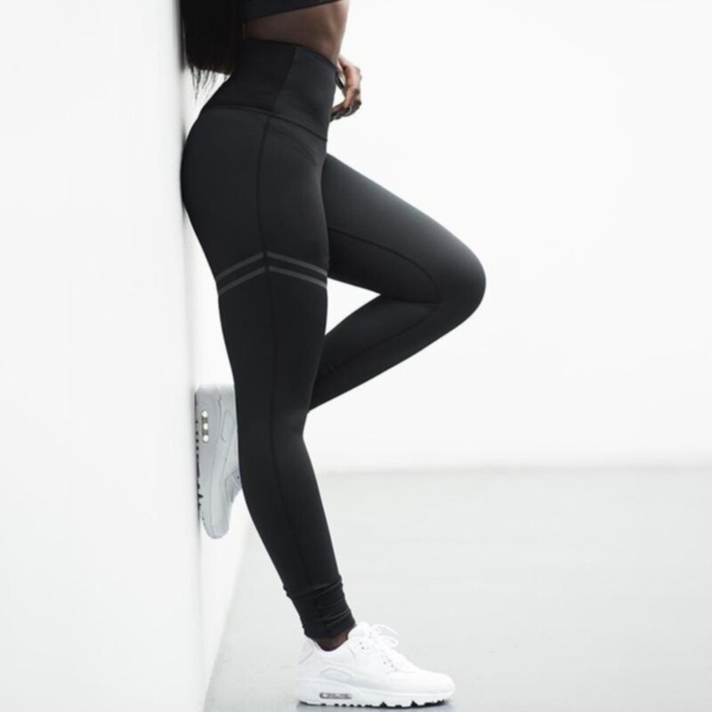 Naadloze Dames Leggings Sneldrogend Casual Running Stretch Fitness Fitness Compressie Dames Leggings: black / M