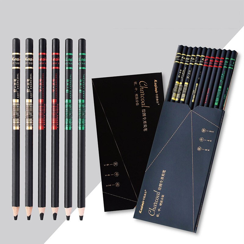art supplies 12 Pcs Charcoal Sketch Pencils Set Soft Medium Hard for Sketching Drawing Painting Office School Stationery