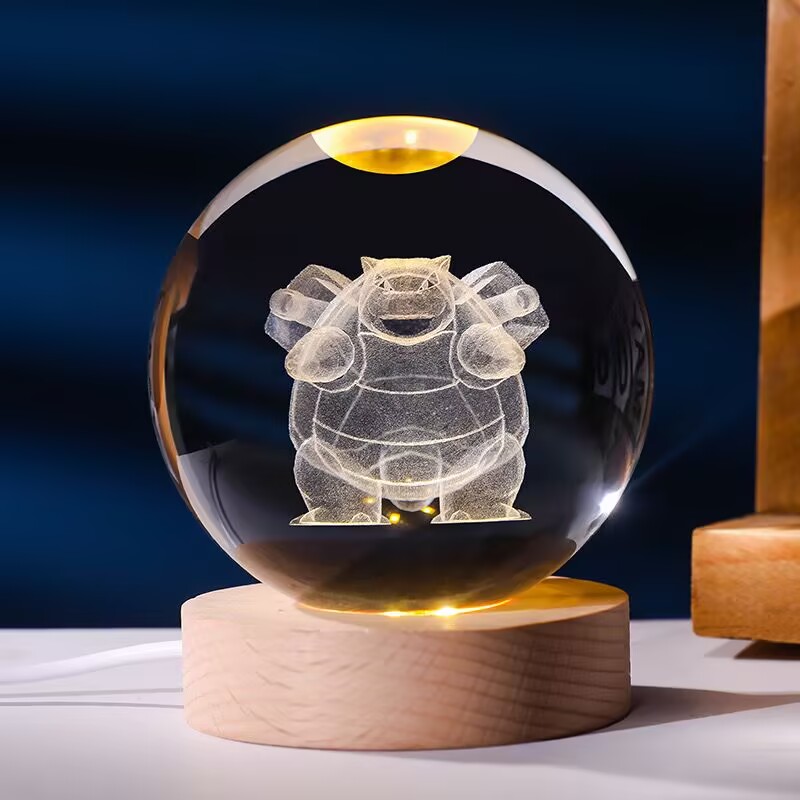 Pokemon bola de cristal 3d pikachu gengar mewtwo base da lâmpada pokeball cristal pokemon bola vidro figura luz da noite presente natal: Branco quente