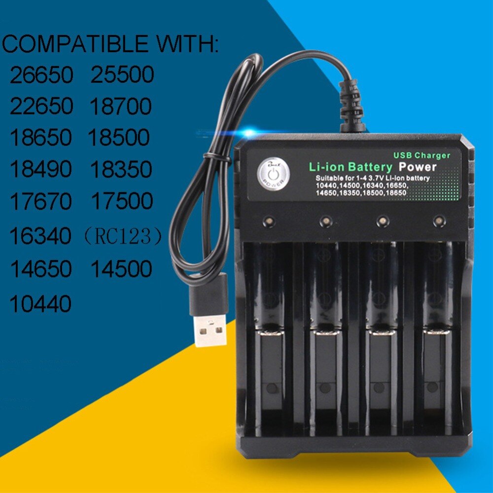 4.2V 18650 Lader Li-Ion Batterij Usb Onafhankelijke Opladen Draagbare Elektronische 18650 18500 16340 14500 26650 Batterij Lader