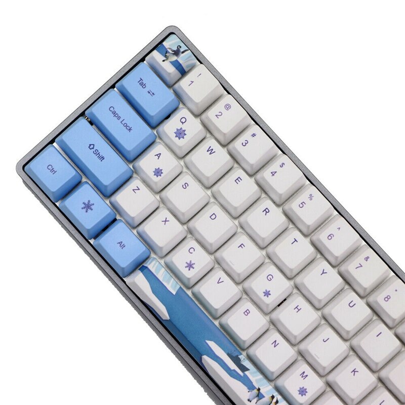 PBT Keycap 72 Keys 5 Side Dye Subbed Pengui Key Cap Computer Mechanical Keyboard Keycaps for GK61 GK64 Keyboard