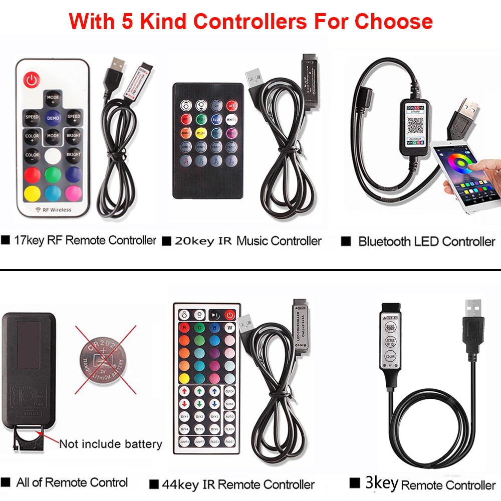 Bluetooth Usb Rgb Led Strip Licht 5V Volt Muziek Ir Rf Afstandsbediening 3 17 44 Toetsen Afstandsbediening Draadloze voor Rgb 5050 2835 Led Strip