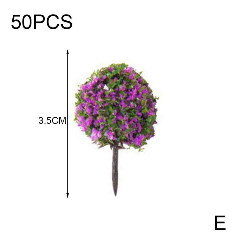 50 Stuks Bloem Model Trein Ronde Bomen Bal Vormige Landschap Kleuren Schaal Landschap 1/87 Gemengde K7W9: E