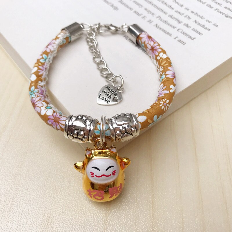 Hecho a mano lindo perro Collar gato impreso corbata Collar con Bell para perros gatos y mascotas gato Accesorios: f