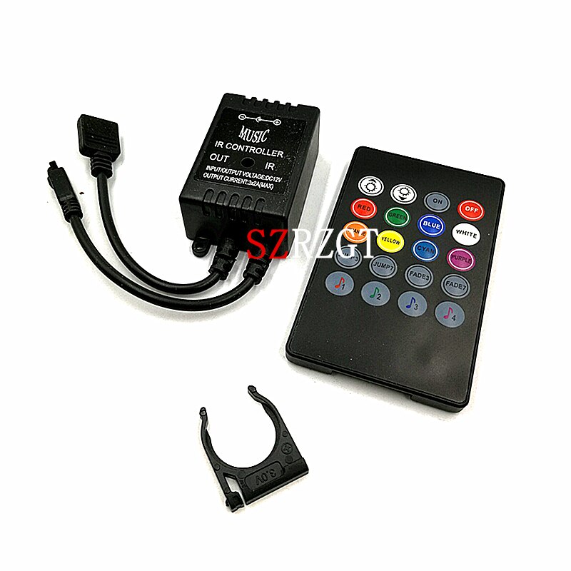 20 Key Music IR Controller Black Sound Sensor Remote For RGB LED Strip