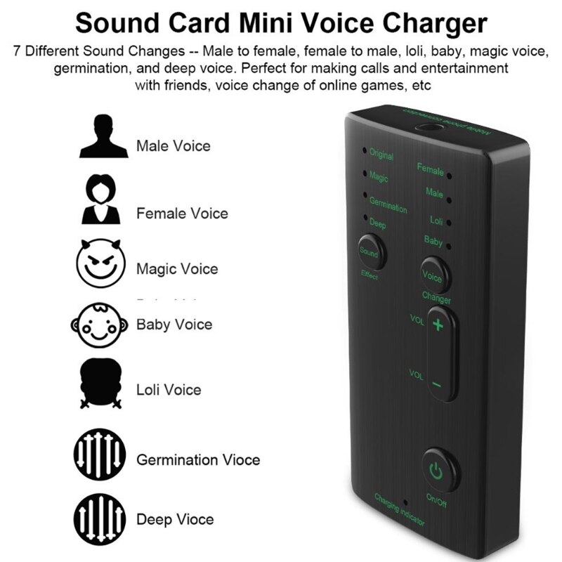 7 Different Voice Changes for Mobile Phone PC Sound Effects Machine Voice Changer Sound Card Mobilephone Laptop
