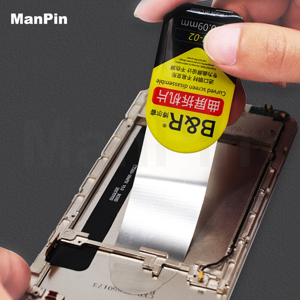 Lámina de Metal para desmontar tarjetas, herramienta de separación para teléfono móvil, pantalla curva de vidrio Samsung, 0.009mm