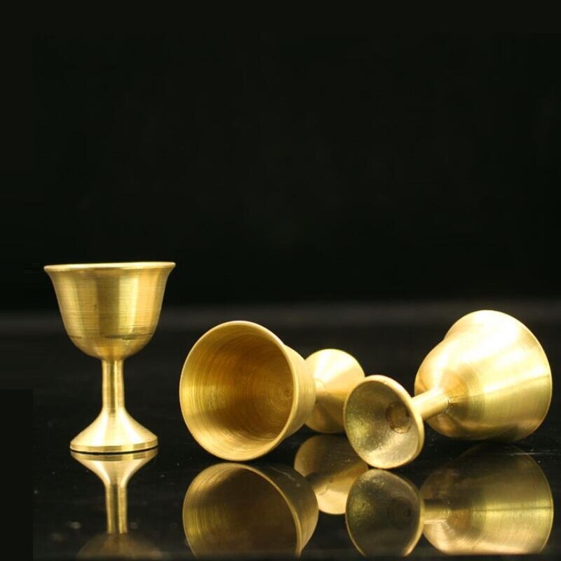Copa de cobre puro, artículos budistas, copa para Dios de la riqueza