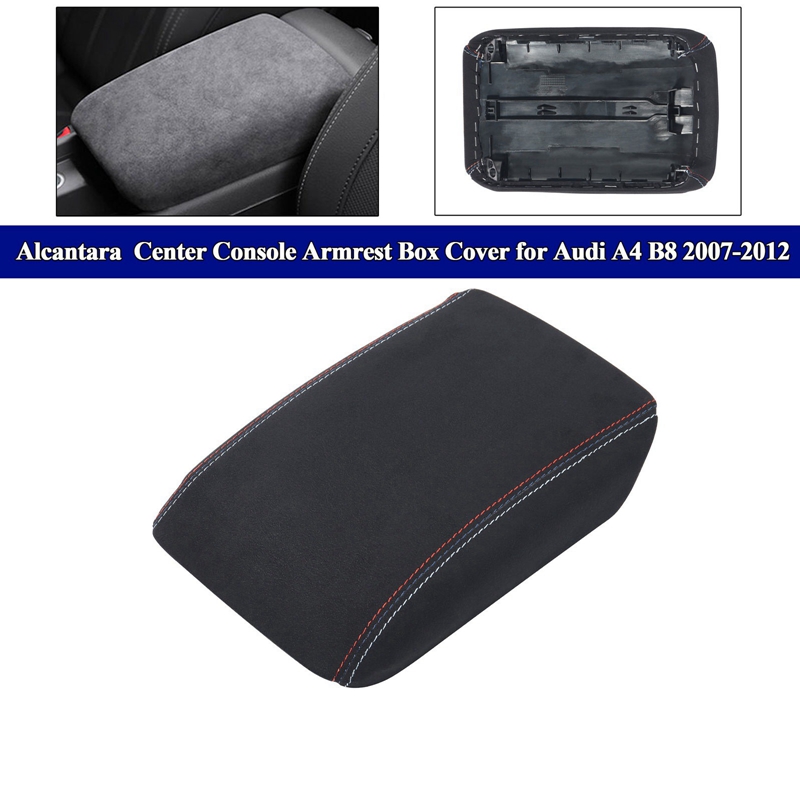 Negro Alcántara reposabrazos caja de tapa de apoyabrazos central cubierta de la caja de almacenamiento para A4 B8 2007