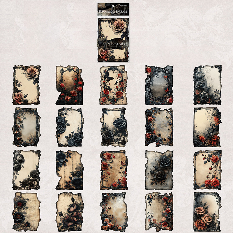 20 unids/pack estilo gótico Vintage oscuro decoración de colección de recortes Material papel perfecto para Collage diario artesanía suministros DIY: Caqui oscuro