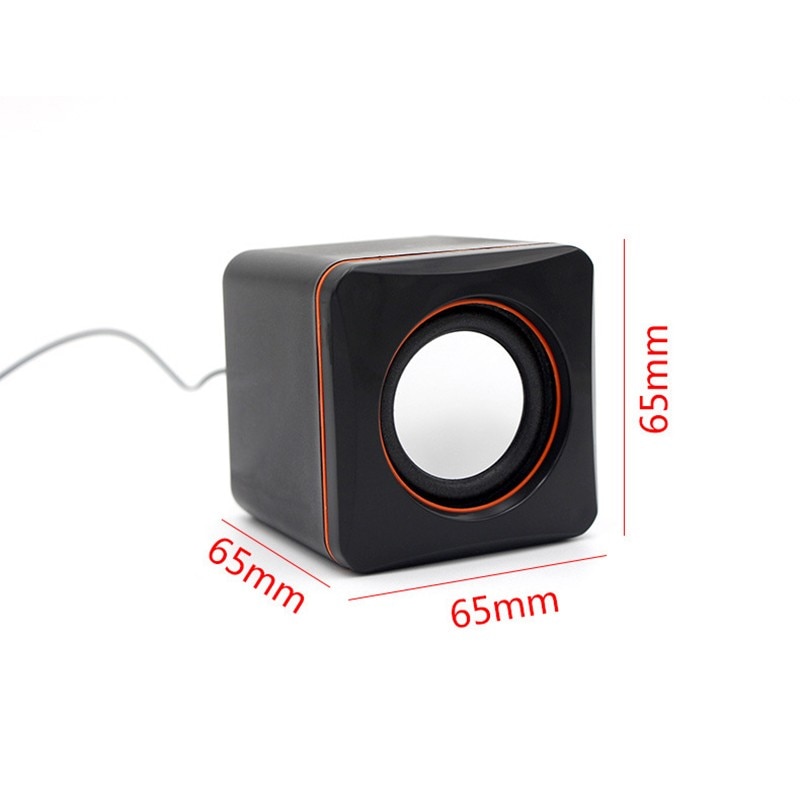 Two Mini Plastic Wired 3.5mm USB Audio Square Music Player Speaker For MP3 MP4 Laptop PC Computer