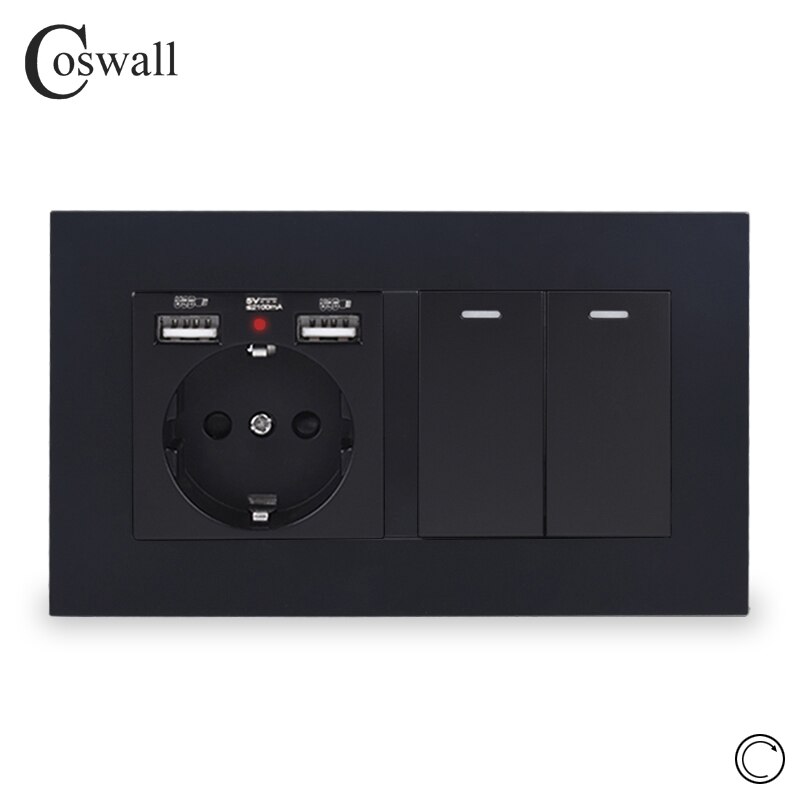 COSWALL EU Russia Spain Wall Socket With 2 USB Cha... – Grandado