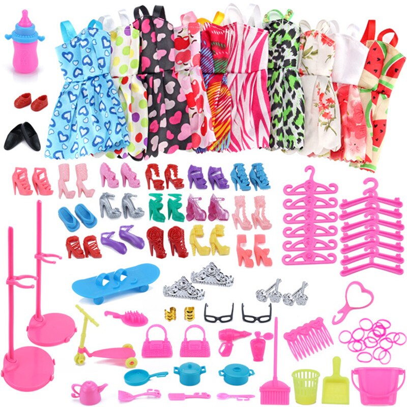 Kleidung Party Kleid Mädchen Weihnachten 85 Artikel/einstellen Puppe Zubehör = 10 Stck Puppe Kleidung + 75 Stck Puppe Zubehör für Puppen: Ursprünglich Titel