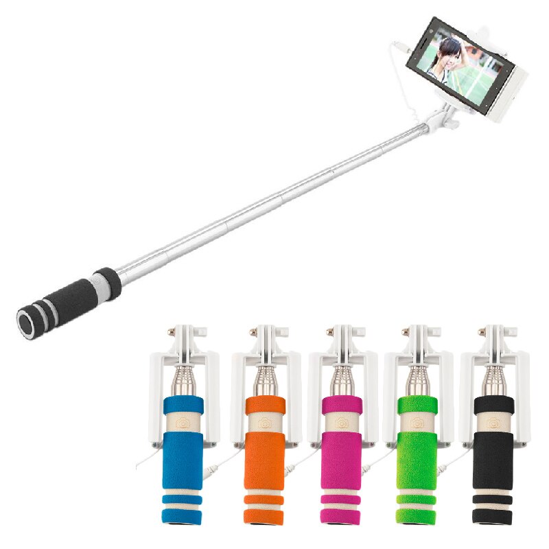 Mini Selfie Stick 5 Color Wired Extendable Handheld Remote Monopod for Samsung Xiaomi Android Cell Phone