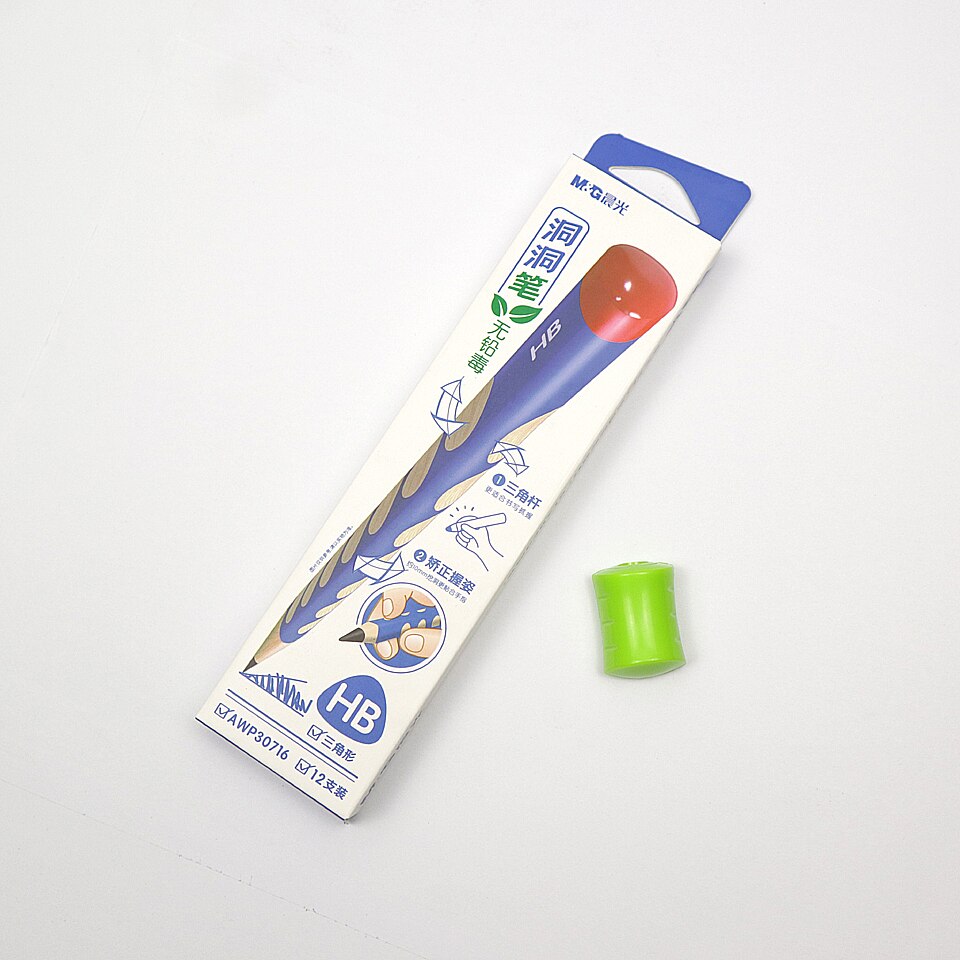 12 Stks/set Houten Potlood 2B Hb Driehoek Hout Potlood Juiste Kinderen Schrijven Vaardigheden Briefpapier Levert Sturen 1 Puntenslijper: 12pcs HB