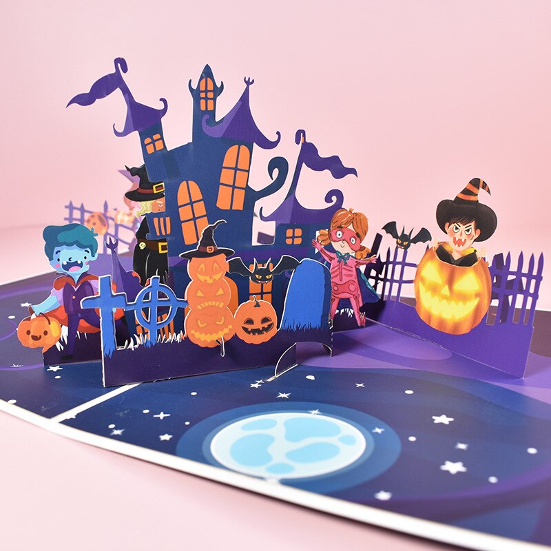 Cartoline di Halloween pop-su 3D per regalo per bambini biglietti d'auguri di zucca di giorno di doni divertenti cartolina di Halloween