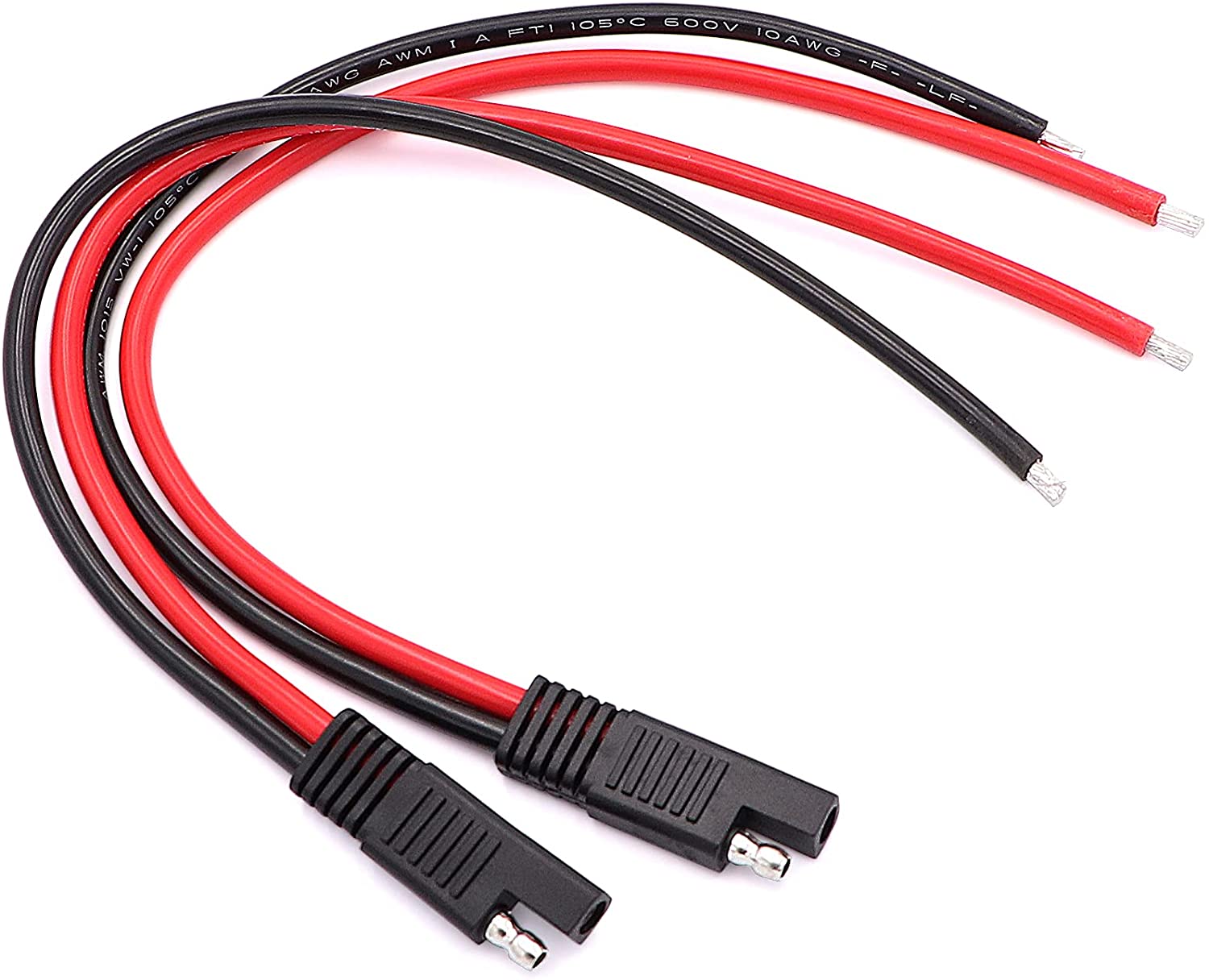 Lot de 2 rallonges avec connecteur SAE, 10awg, 1ft, câble d'extension pour automobile, connecteur à déconnexion rapide SAE, panneau solaire