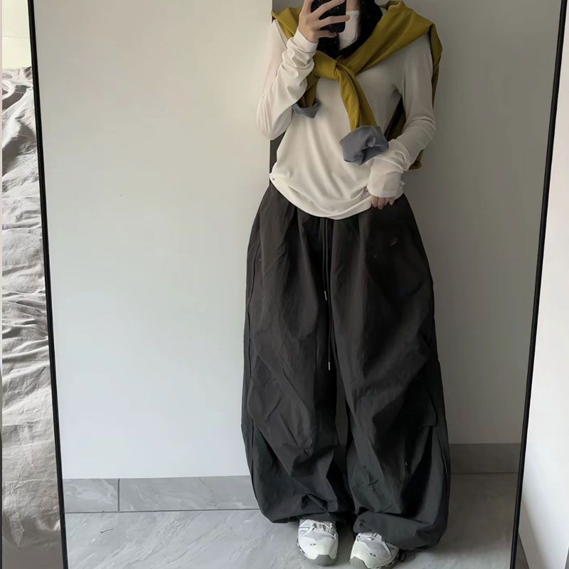 Stora svarta mjukisbyxor för kvinnor  y2k , baggy joggingbyxor, sommar, streetwear, vida ben, koreanska, casualbyxor