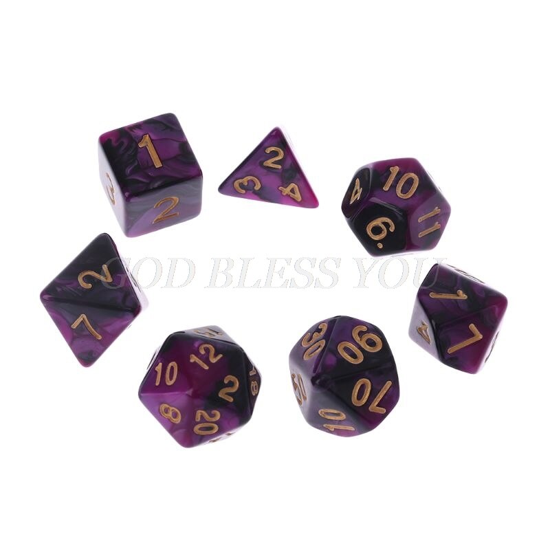 7Stck Acryl Würfel Würfel Digitale Schwarz Lila Gold Punkte D4 D6 D8 D10 D12 D20 KTV Bar Nachtclub Unterhaltung werkzeuge Erwachsene Spielzeug