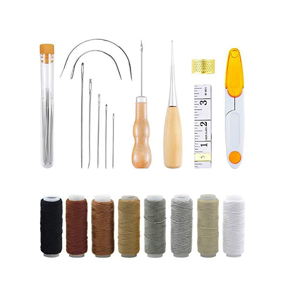Leather Craft Tool Kit Repair Kit Leather Hand Sewing Needles Thread Needles Large-Eye Stitching Needles Leather Repair Tools
