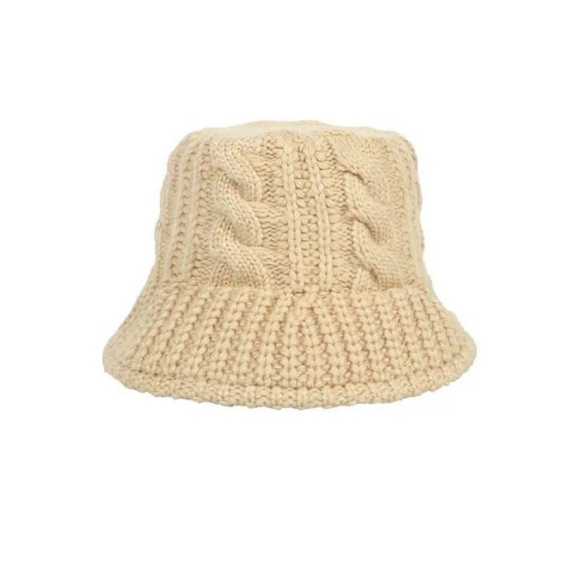 Vrouwen Herfst Winter Muts Warm Visser Hoed Panama Outdoor Hoofddeksels Bob Emmer Hoed Hand Gebreide Wol Hoeden voor Vrouwen: cream color