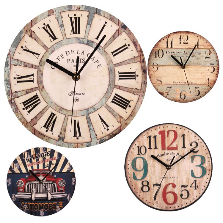 Nordic Retro Style Wooden Wall Clock Digital Wall Hanging Clock Watch Craft Office Coffee Store Home Decoration