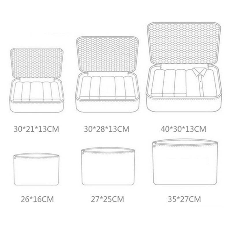 Nouvelle 6 pièces/ensemble valise de voyage sac bagages organisateur vêtements sous-vêtements finition emballage Cube stockage pour valise de voyage